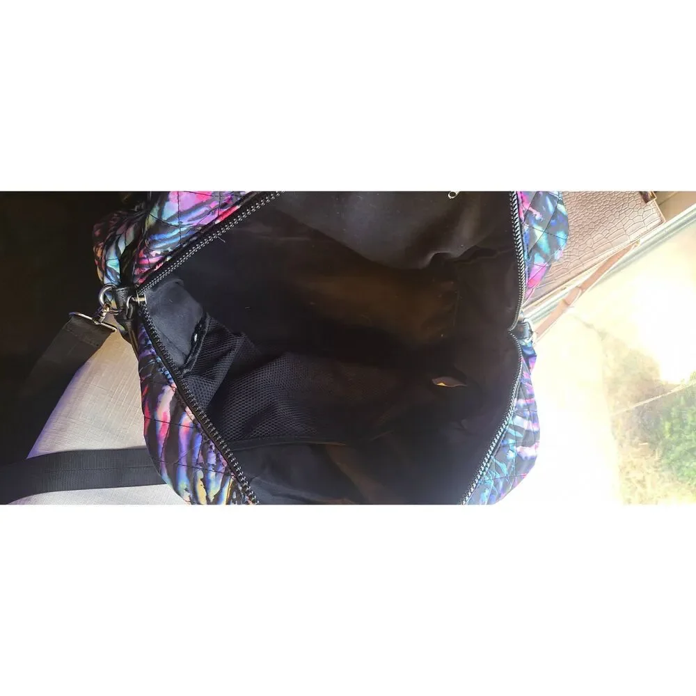 Colorful Quilted Tie Dye Duffle Bag Weekender Travel Bag w/ Shoulder Strap